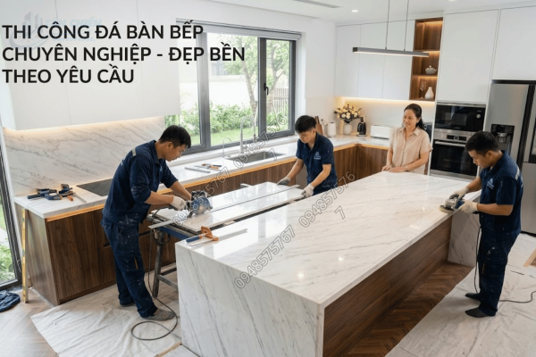 Thi Công Đá Bàn Bếp Chuyên Nghiệp Đẹp Bền Theo Yêu Cầu