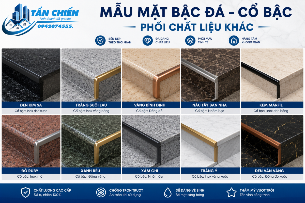 Mẫu Mặt Bậc Đá – Cổ Bậc Phối Chất Liệu Khác