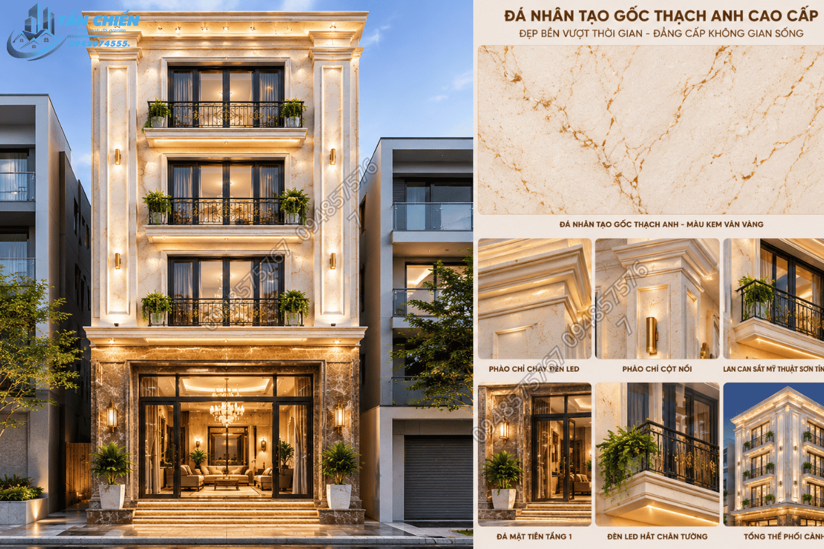 Thi Công Đá Ốp Mặt Tiền Nhà Phố, Biệt Thự Đẹp Theo Yêu Cầu