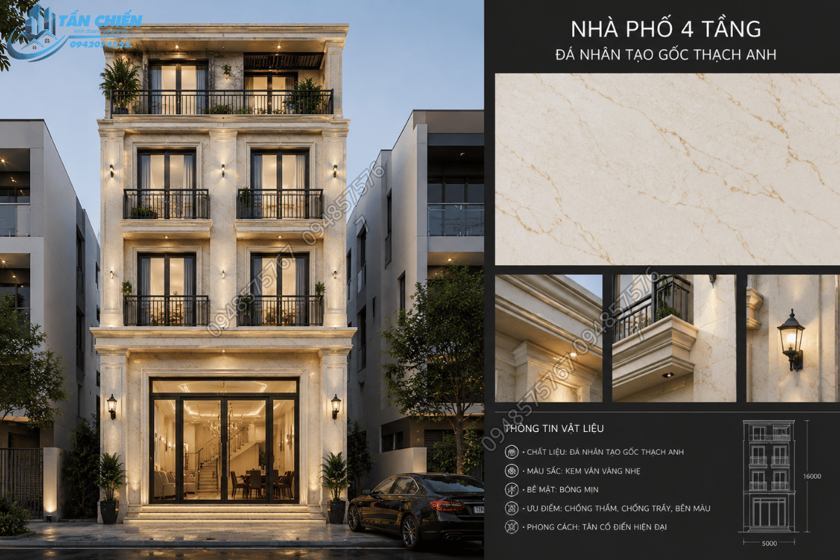 Thi Công Đá Ốp Mặt Tiền Nhà Phố, Biệt Thự Đẹp Theo Yêu Cầu