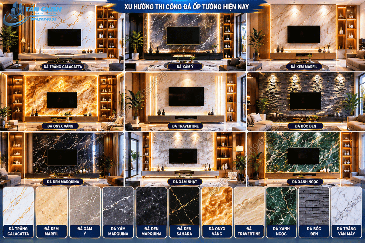 Thi Công Đá Ốp Tường Đẹp Sang Trọng Chuẩn Kỹ Thuật