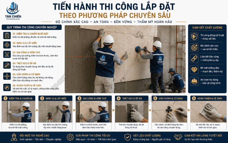 Thi Công Đá Ốp Tường Đẹp Sang Trọng Chuẩn Kỹ Thuật