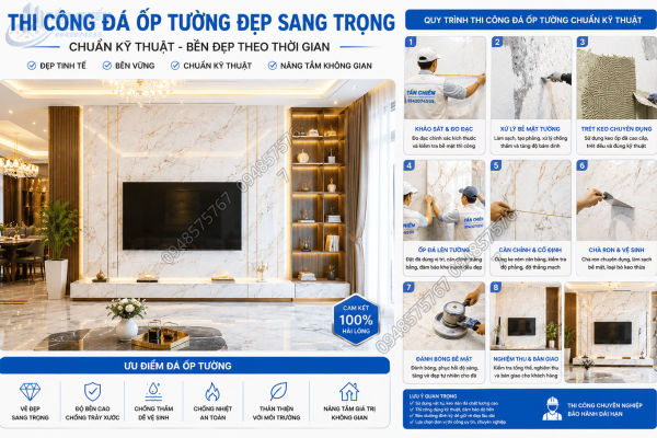  Thi Công Đá Ốp Tường Đẹp Sang Trọng Chuẩn Kỹ Thuật