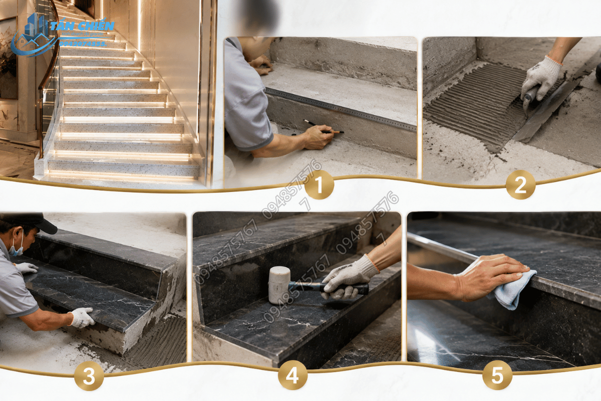 Thi Công Ốp Đá Cầu Thang Bền Đẹp Chuẩn Từng Chi Tiết