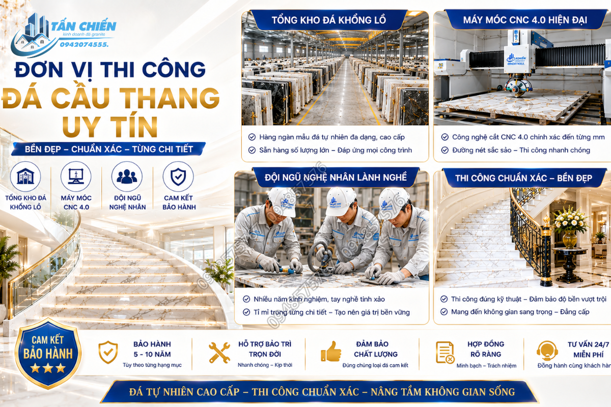 Thi Công Ốp Đá Cầu Thang Bền Đẹp Chuẩn Từng Chi Tiết