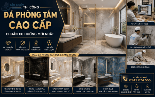 Thi Công Đá Phòng Tắm Đẹp Sang Trọng Chuẩn Xu Hướng Mới Nhất