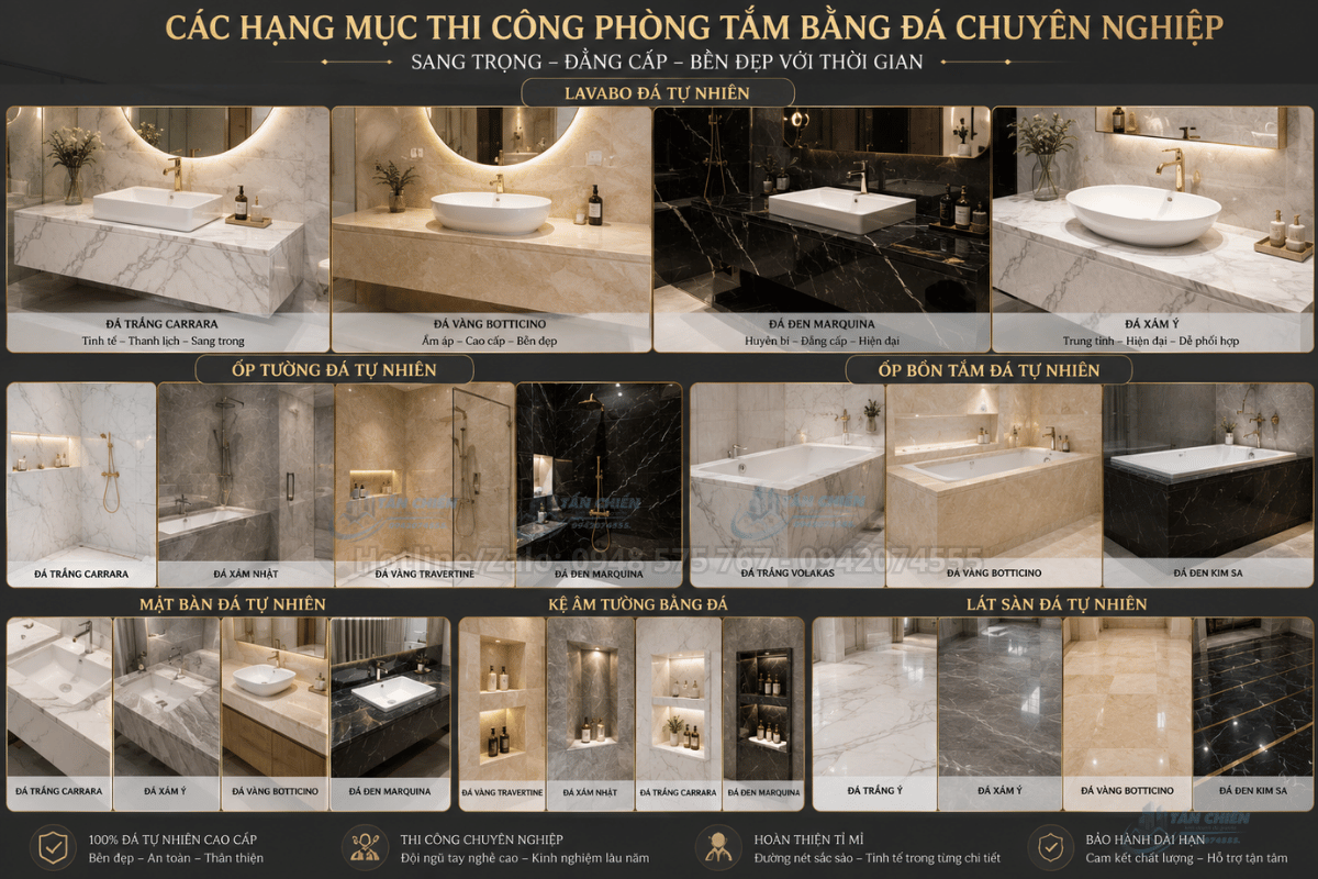 Thi Công Đá Phòng Tắm Đẹp Sang Trọng Chuẩn Xu Hướng Mới Nhất
