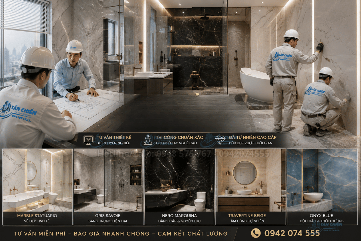 Thi Công Đá Phòng Tắm Đẹp Sang Trọng Chuẩn Xu Hướng Mới Nhất