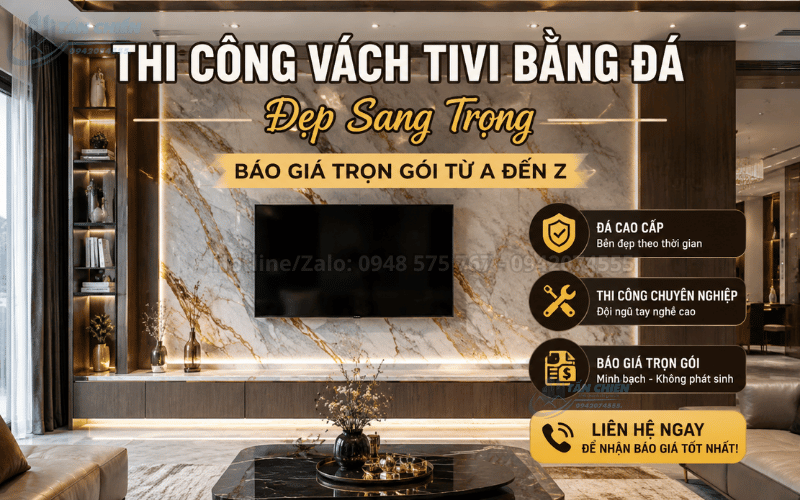 Thi Công Vách Tivi Bằng Đá Đẹp Sang Trọng Báo Giá Trọn Gói Từ A Đến Z