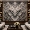 Tranh Đá Đối Xứng Granite Màu Ghi