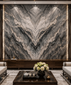 Tranh Đá Đối Xứng Granite Màu Ghi 