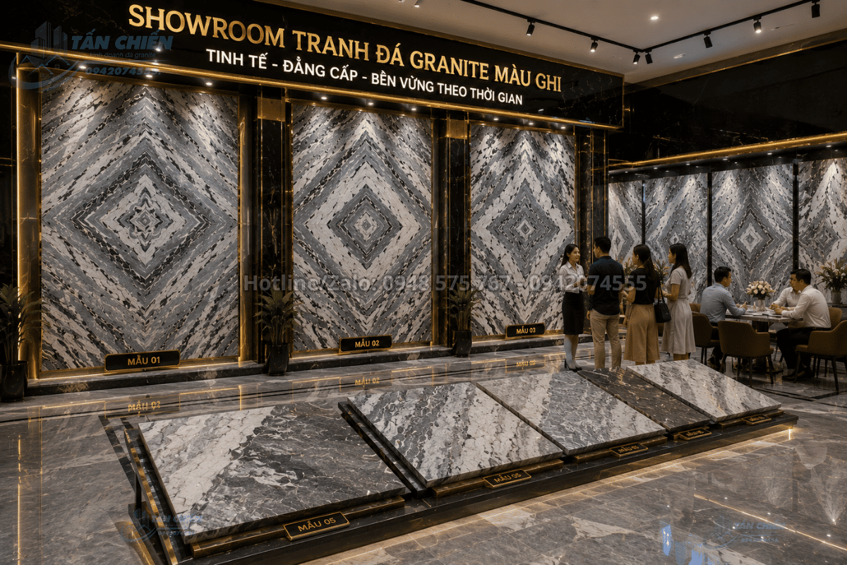 Showroom Tranh Đá Granite Màu Ghi