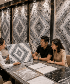 Tư vấn Tranh Đá Đối Xứng Granite Màu Ghi