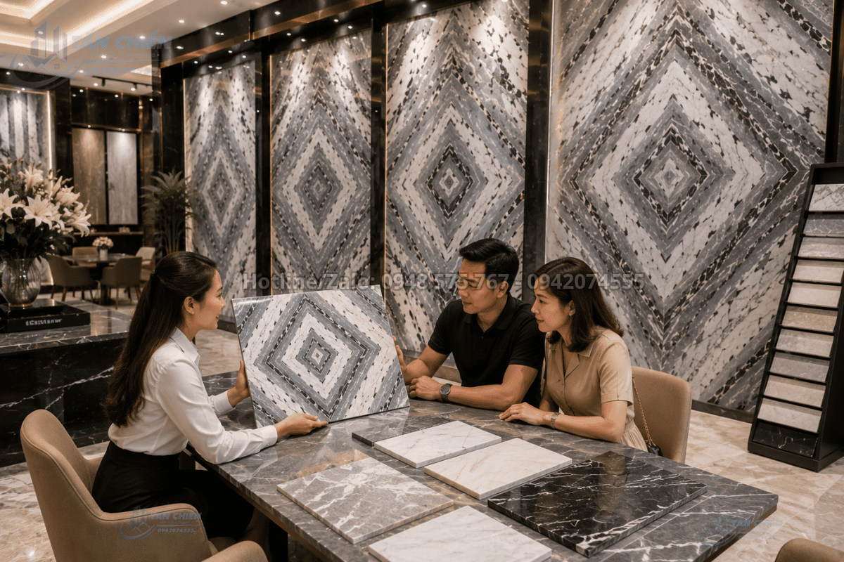Tư vấn Tranh Đá Đối Xứng Granite Màu Ghi