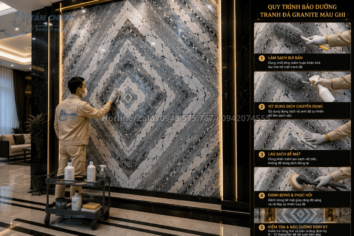 Bảo dưỡng Tranh Đá Granite Màu Ghi