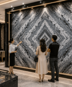 Tranh Đá Đối Xứng Granite Màu Ghi đẹp độc bản