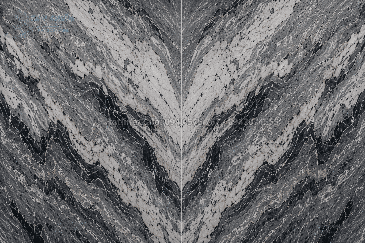 Đường vân Tranh Đá Đối Xứng Granite Màu Ghi