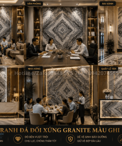 Mẫu Tranh Đá Đối Xứng Granite Màu Ghi đẹp