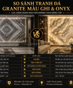 So sánh Tranh Đá Granite Màu Ghi và Tranh Đá Onyx