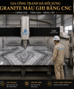 Gia công Tranh Đá Đối Xứng Granite Màu Ghi bằng CNC