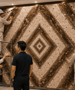 Thi công Tranh Đá Đối Xứng Marble Màu Cafe