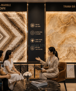 So sánh Tranh Đá Marble Màu Cafe và Tranh Đá Onyx