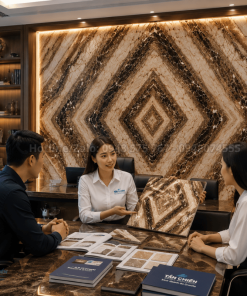 Mẫu Tranh Đá Đối Xứng Marble Màu Cafe đẹp