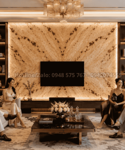 Mẫu Tranh Đá Đối Xứng Marble Màu Kem Vân Đỏ cánh bướm
