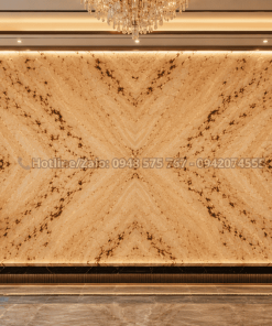 Mẫu Tranh Đá Đối Xứng Marble Màu Kem Vân Đỏ khổ lớn