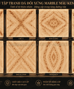 Tranh Đá Đối Xứng Marble Màu Kem Vân Đỏ
