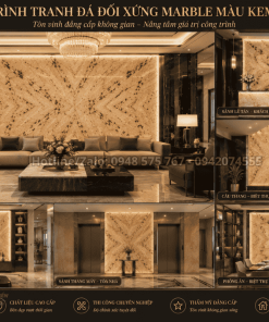 Công trình Tranh Đá Đối Xứng Marble Màu Kem Vân Đỏ hoàn thiện thực tế