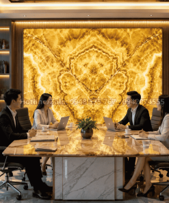 Mẫu Tranh Đá Đối Xứng Thạch Anh Màu Vàng nhập khẩu cao cấp