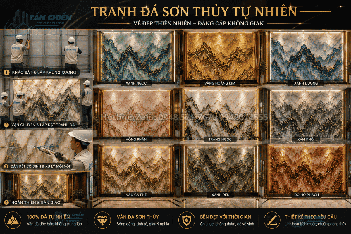 Thi công Tranh Đá Sơn Thủy Tự Nhiên