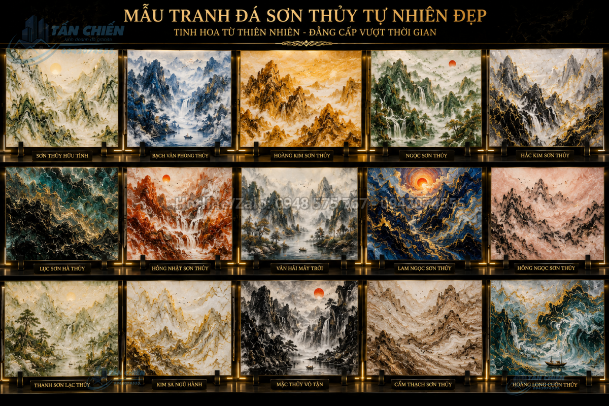 Mẫu Tranh Đá Sơn Thủy Tự Nhiên đẹp