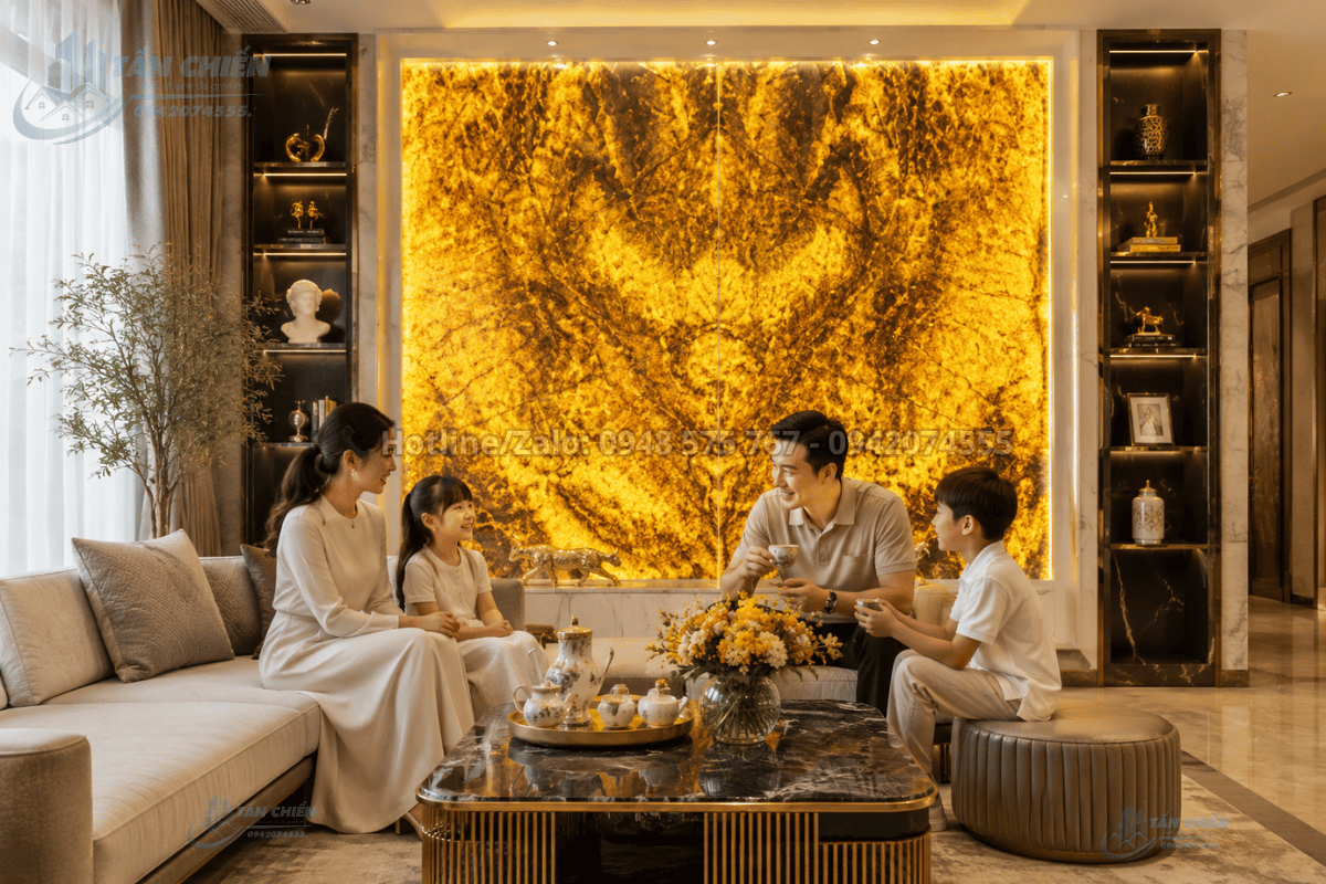 Tranh đá Onyx vàng xuyên sáng cao cấp