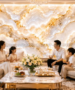 Tranh đá Onyx trắng xuyên sáng