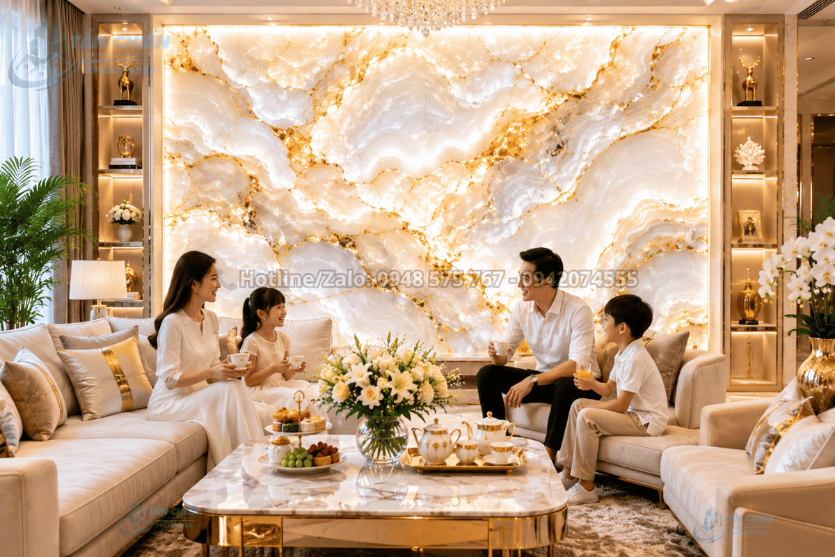 Tranh đá Onyx trắng xuyên sáng