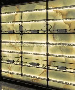 Hệ thống đèn LED phía sau tranh đá tự nhiên Onyx xuyên sáng cao cấp