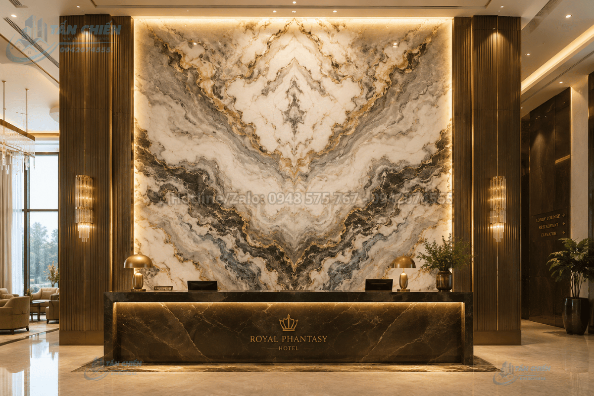 Tranh đá Marble Royal Phantasy tại khu vực lễ tân khách sạn