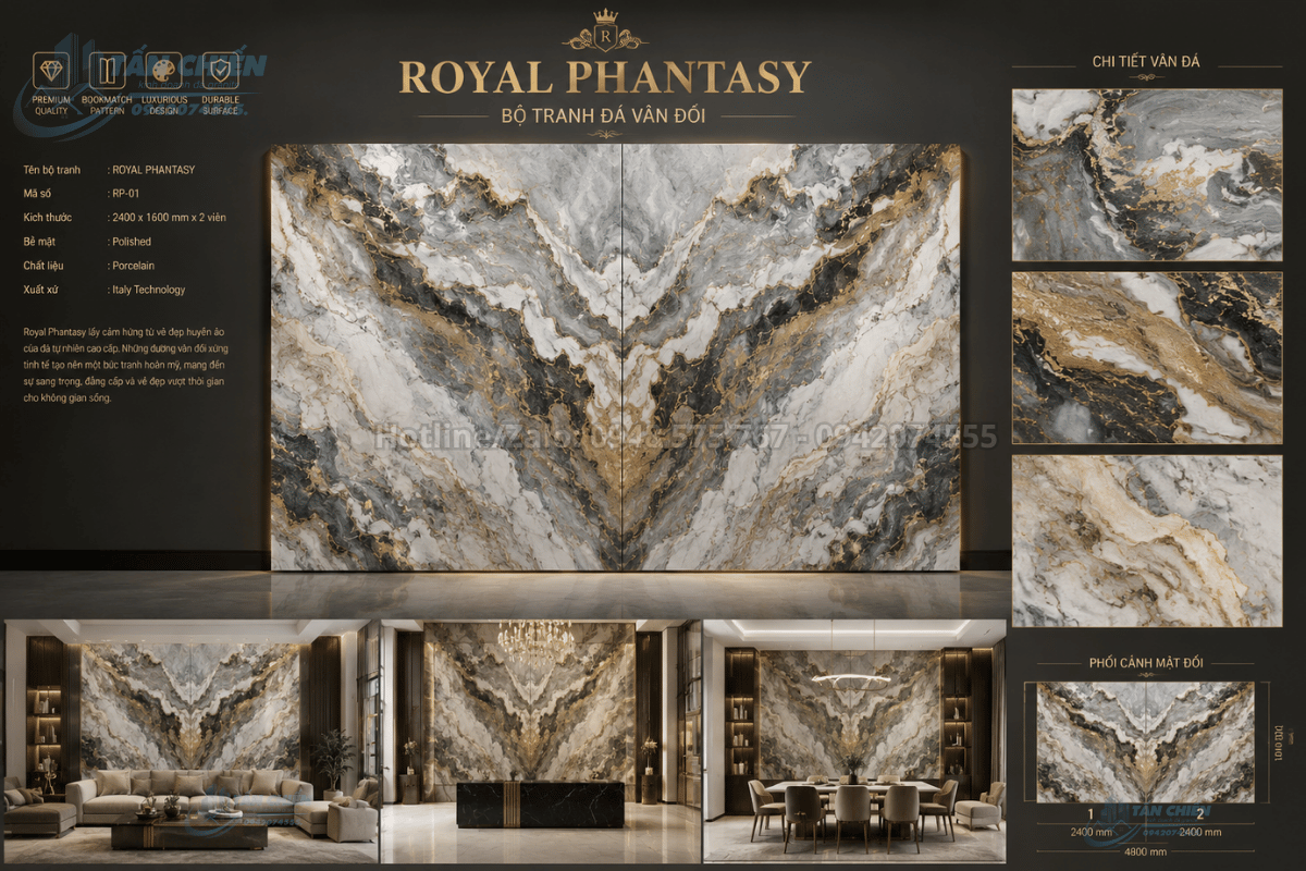 Bộ tranh đá vân đối Royal Phantasy hoàn thiện thực tế