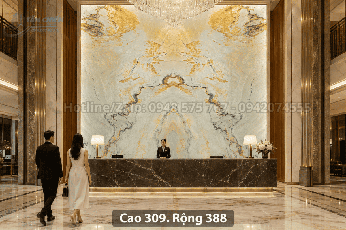 Tranh đá thạch anh tự nhiên ốp sảnh khách sạn