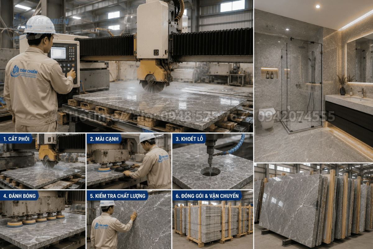 Gia công đá phục vụ cung cấp và thi công đá ốp nhà tắm