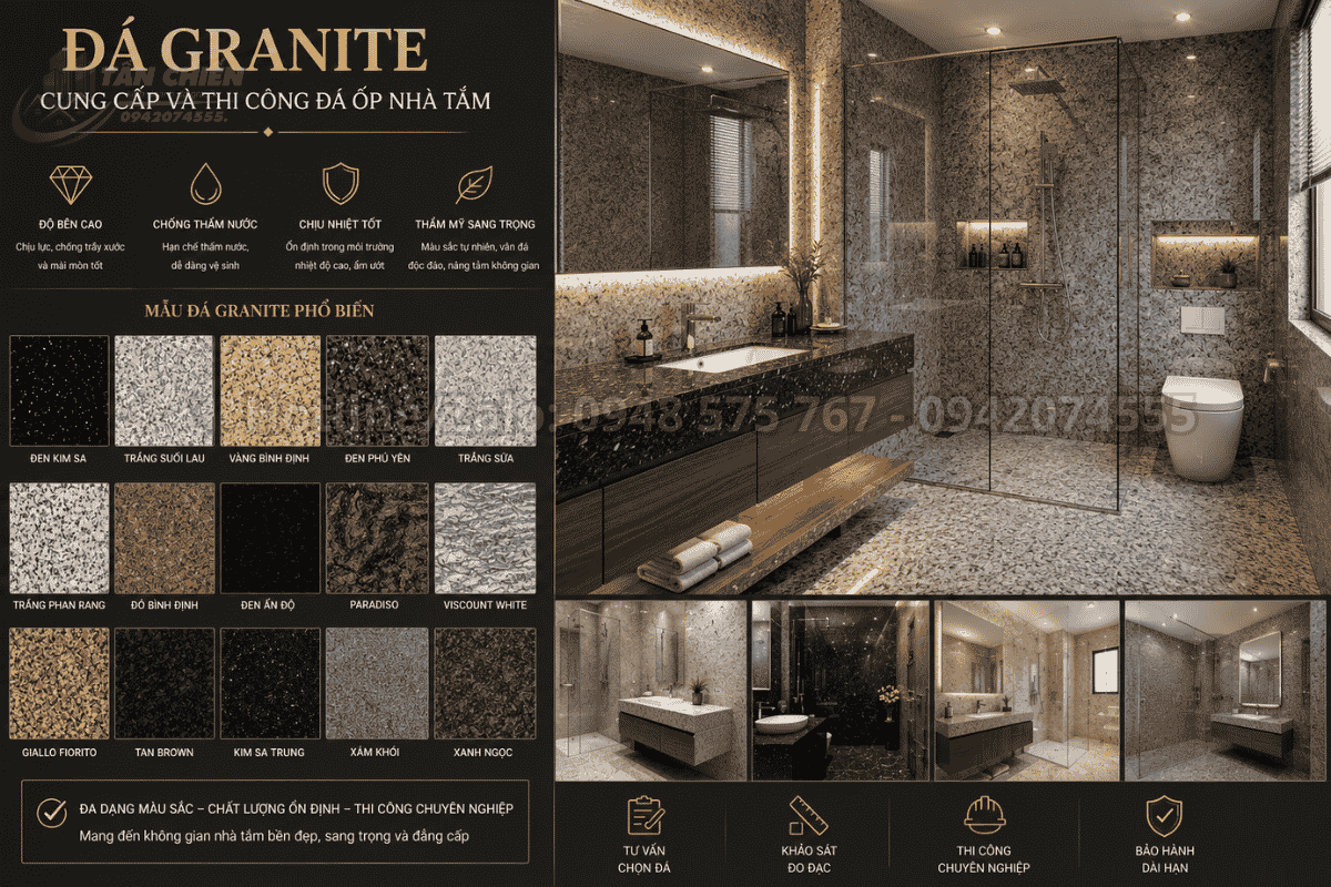 Đá Granite sử dụng trong cung cấp và thi công đá ốp nhà tắm