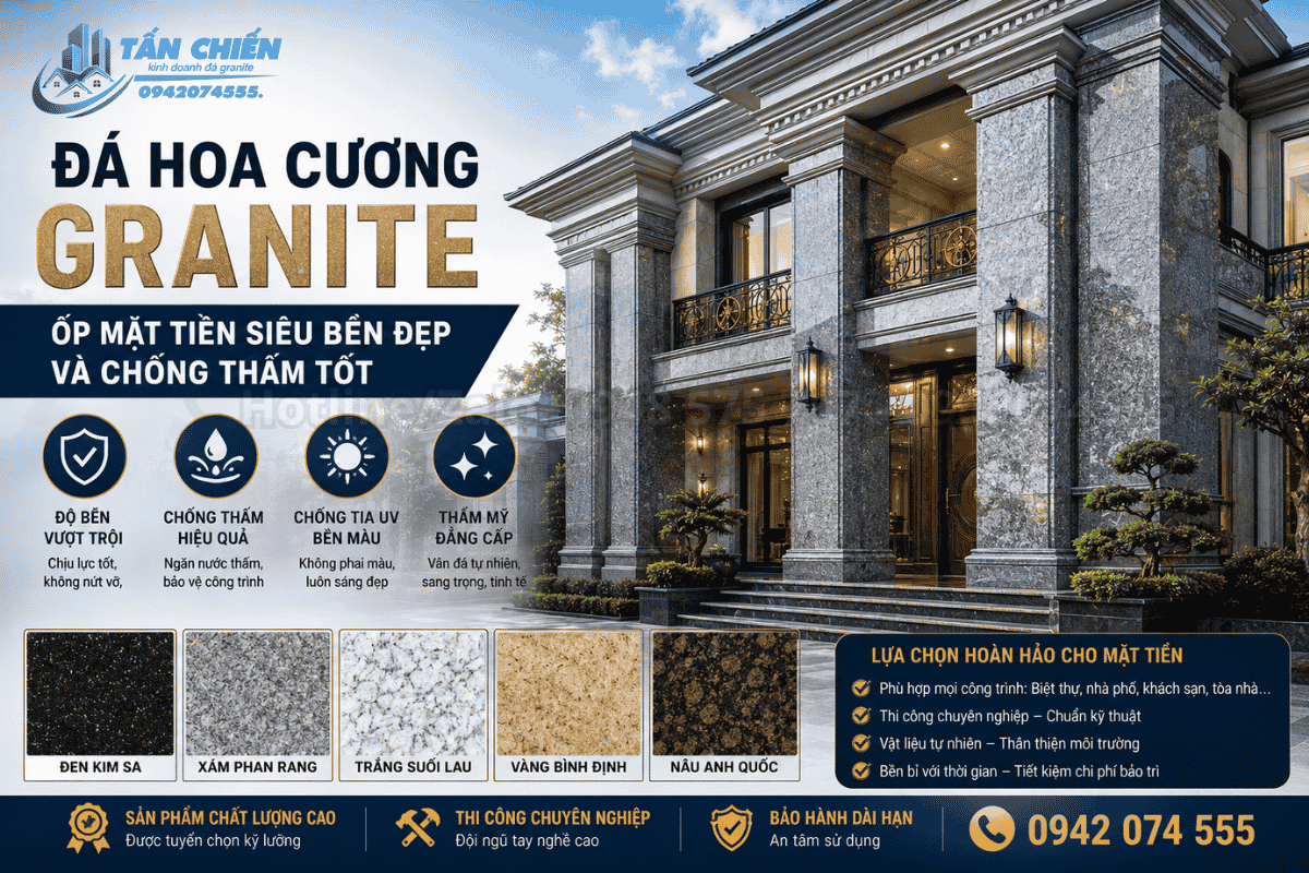 Đá hoa cương Granite ốp mặt tiền siêu bền đẹp và chống thấm tốt