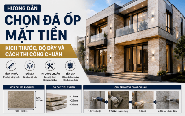 Hướng Dẫn Chọn Đá Ốp Mặt Tiền: Kích Thước, Độ Dày Và Cách Thi Công Chuẩn