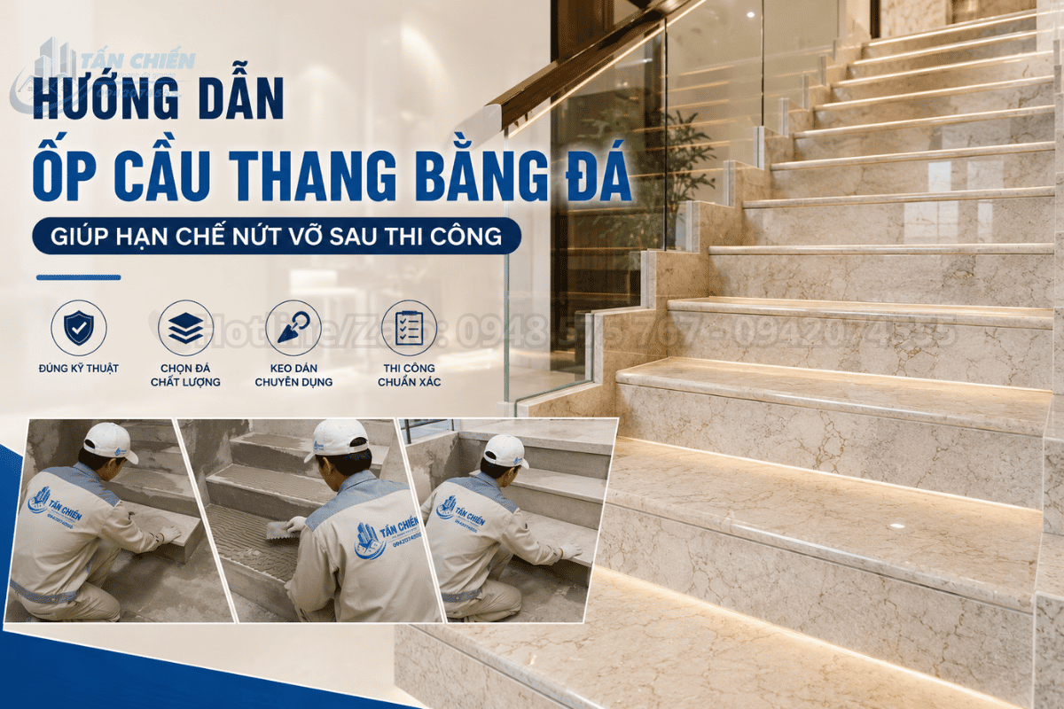 Hướng Dẫn Ốp Cầu Thang Bằng Đá Giúp Hạn Chế Nứt Vỡ Sau Thi Công