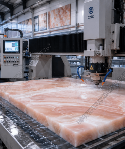 Hệ thống máy CNC hiện đại đang gia công cắt đá Onyx chính xác đến từng milimet