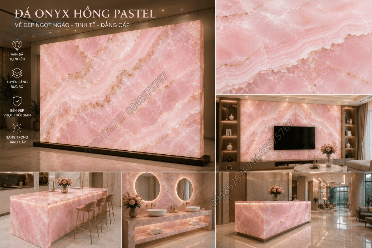Mẫu Đá Onyx Hồng Pastel