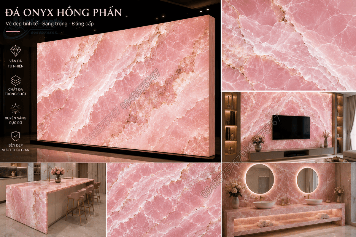 Mẫu Đá Onyx Hồng Phấn