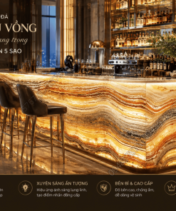 Ứng dụng đá Onyx Cầu Vồng làm quầy bar sang trọng tại khách sạn 5 sao